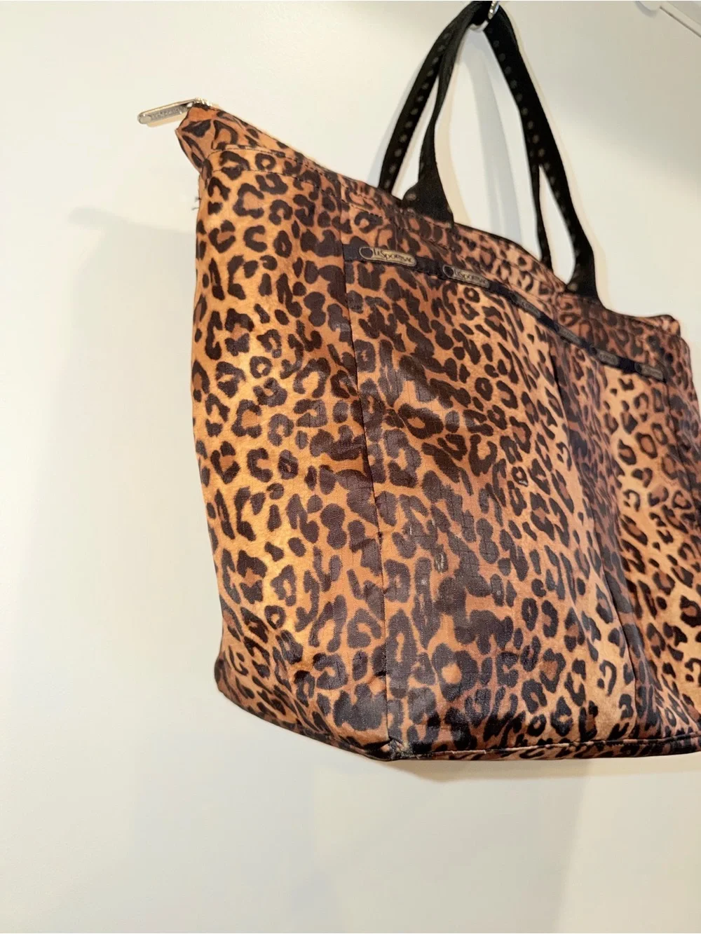 LESportsac Leopard Print XLarge Tote Bag with Black Handles